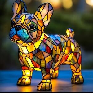 Stained Glass Bulldog Lamp NWT
